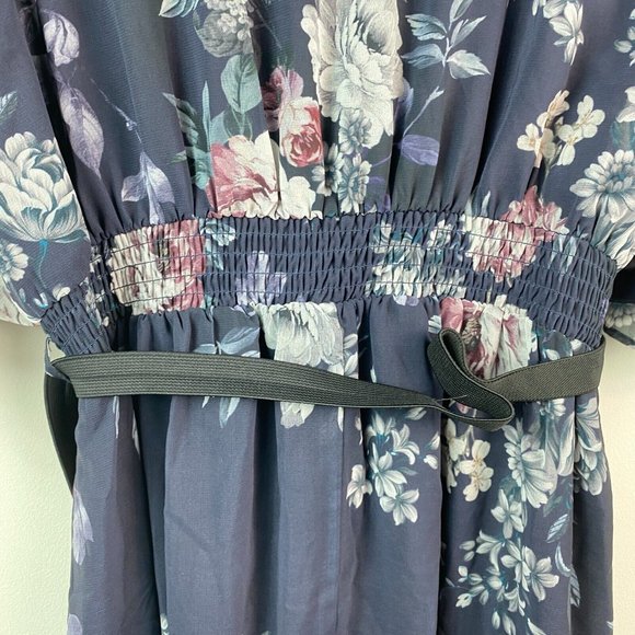 City Chic Womens Plus L/20 Mysterious Floral Print Belted Wrap Dress NWT BB83 - Picture 9 of 10